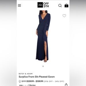 Betsy and Adam cascade ruffle front slit dress